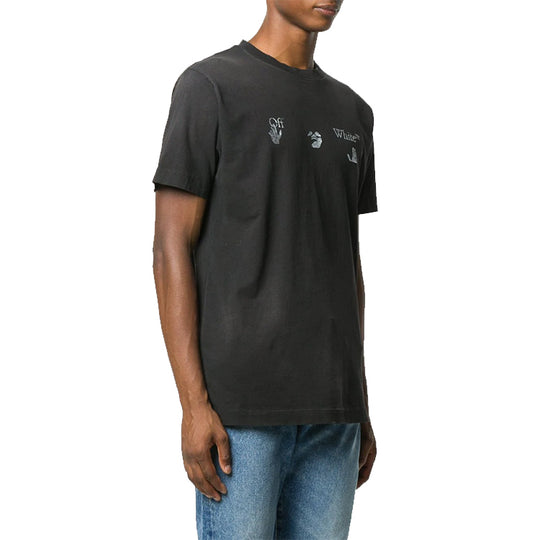 Men's OFF-WHITE Logo Printing Short Sleeve Black T-Shirt OMAA027F20FAB0011001 T-shirts - KICKSCREW