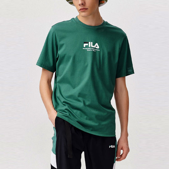 FILA FUSION Casual Sports Round Neck Printing Knit Short Sleeve Green T11M123104F-GN
