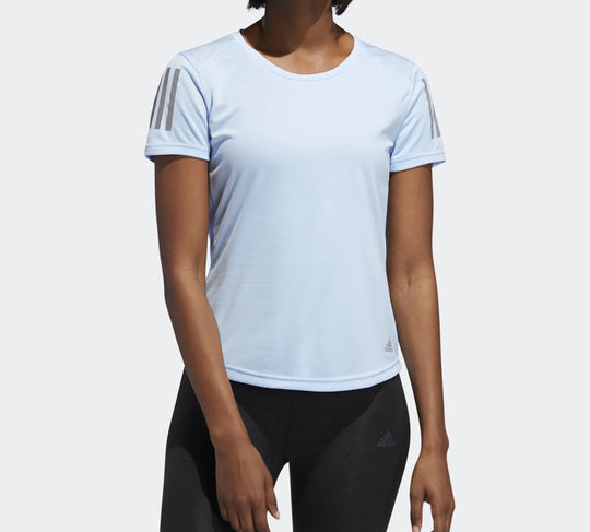 (WMNS) adidas Own The Run Tee Sports Short Sleeve Light Blue DZ2268