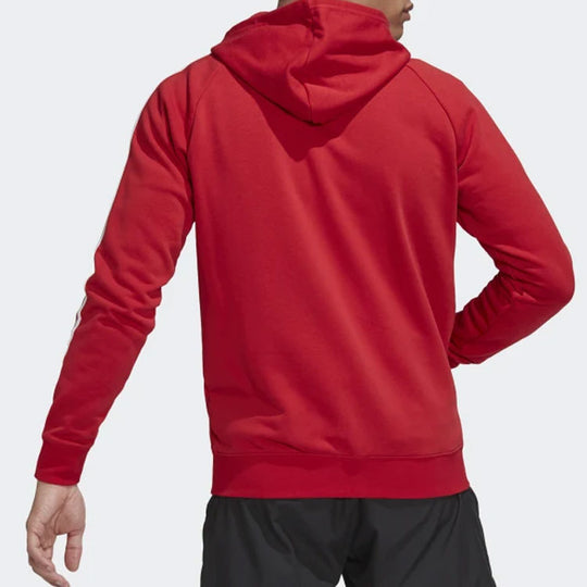 Men's adidas Stripe Logo Zipper Hooded Jacket Red HE6658