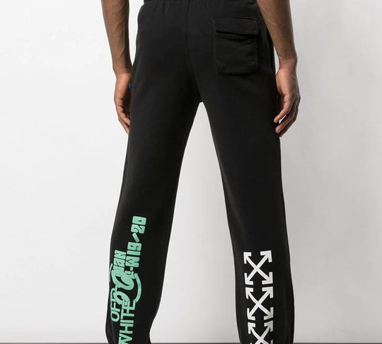 Men's Off-White Printing Black Sports Pants/Trousers/Joggers OMCH022E19E300151088