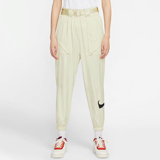 (WMNS) Nike Sportswear Swoosh Woven Bundle Feet Sports Long Pants Gray CJ3777-238