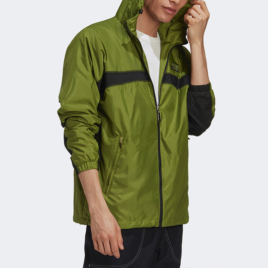 adidas originals RYV PKT WB hooded Athleisure Casual Sports Windbreaker Jacket Olive Green GJ6741