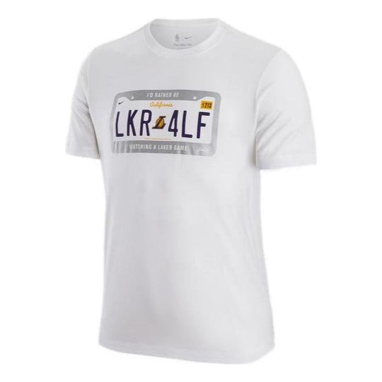 Nike Front Logo Short Sleeves Tee 'White Lakers License' DR6569-100