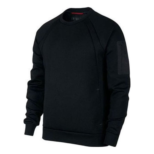 Men's Air Jordan Alphabet Pattern Long Sleeves Solid Color Cotton Round Neck Black 884026-010