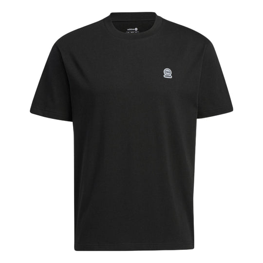 adidas neo Solid Color Round Neck Sports Short Sleeve Unisex Black HS6812